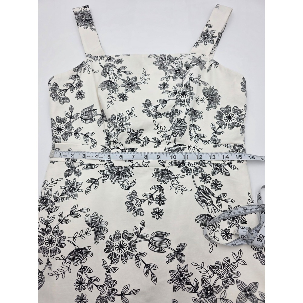 Ann Taylor Size 6 White Black Floral Print Sheath Dress Sleeveless - Picture 7 of 9